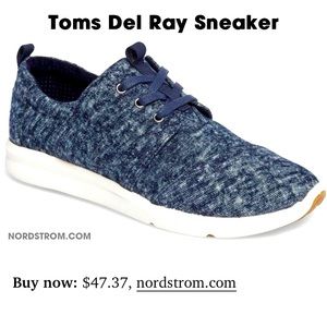 TOMS Women's Del Rey Sneaker Navy Washed Denim size 8